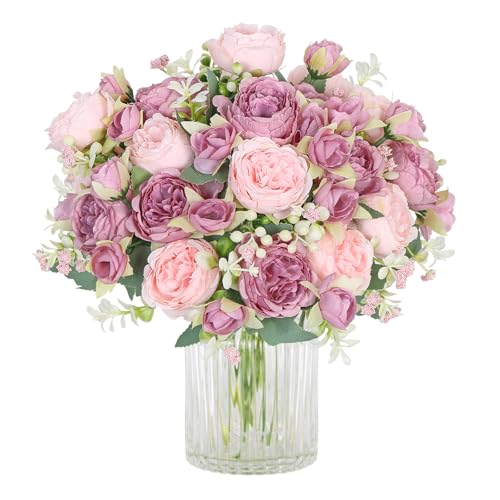 SOMYTING Pfingstrose Künstliche Blumen 4 Bündel Künstliche Pfingstrose Blumenstrauß Kunstblumen Seidenpfingstrosen Blumensträuße für Hochzeit Partei Tischaufsätze Blumenarrangement Heim Küche Dekor