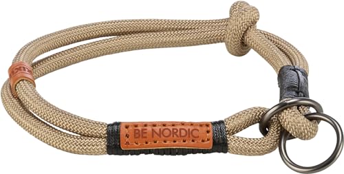 TRIXIE Zug-Stopp Hundehalsband BE Nordic M Sand/schwarz – bequemes Hundehalsband für mittelgroße Hunde mit Zugbegrenzung - robust & elegant – 17274