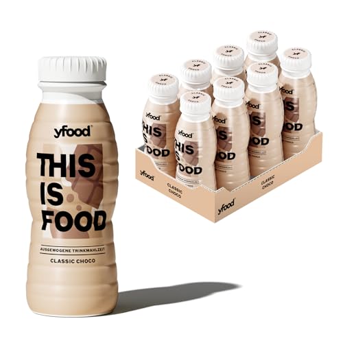 yfood Trinkmahlzeit Classic Choco - 8 x 330 ml für unterwegs & stressige Tage - vollwertig & ready-to-drink - mit 22 g Protein, Vitaminen und Mineralstoffen - inkl. 2,00 € Pfand