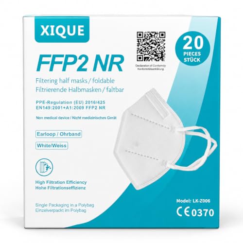 SESCO FFP2 Maske Xique 20 Stück mit Elastischen Ohrschlaufen, CE