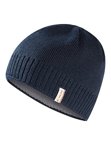 VAUDE Mütze Edo Beanie III in Blau – Warme & atmungsaktive Wintermütze - Unisex Beanie-Mütze in Rippstrick-Optik - Thermomütze ausgekleidet mit weichem Fleece - Made in Germany
