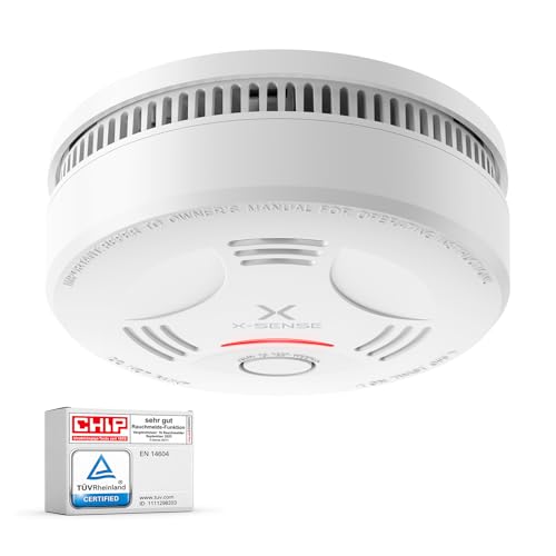 X-Sense Rauchmelder 10 Jahre Batterie, Feuermelder TÜV Rheinland Zertifiziert, Rauchwarnmelder mit Stummschaltung und Selbsttest Funktion, SD11, 1er Set