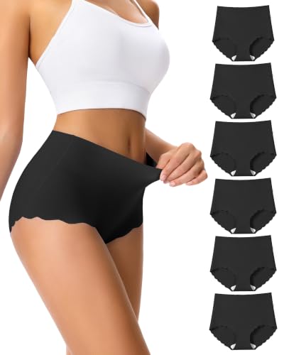 Nahtlose Unterwäsche Damen,High Waist Slip Damen Unterhosen Mehrpack
