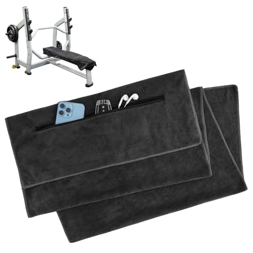 YIIFELL 120x50cm Fitness Handtuch, Sporthandtuch Microfaser Handtücher mit Reißverschlusstasche, Gym Handtuch für Fitnessstudio Yoga Outdoor und Training (Dunkelgrau)