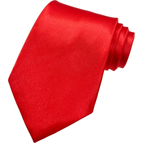 AHLPO Elegante Krawatte für Herren Satin 8 cm, Klassische Schlips Herren für Hochzeit, Büro, Party und Festliche Veranstaltungen - Einfarbig in Verschiedenen Farben Tie Rot ﻿