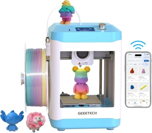 GIANTARM GEEETECH M1S 3D-Drucker mit Wi-Fi, intelligenter Steuerung und Farbdisplay. Mini-3D-Drucker Anfänger, Direkt angetriebener Extruder, 250mm/s schnellere Druckgeschwindigkeit