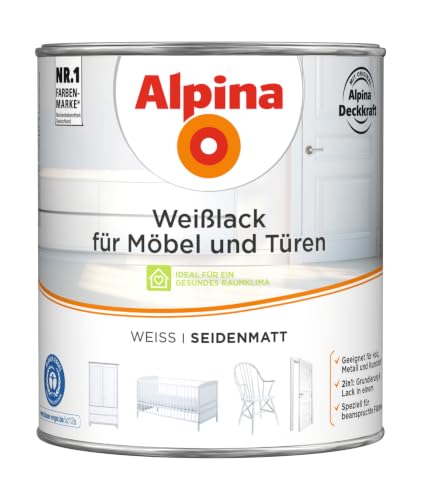 Alpina Weißlack für Möbel und Türen 2 Liter seidenmatt