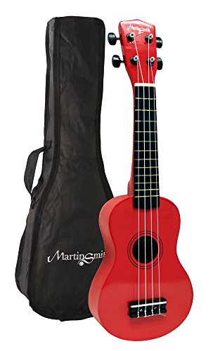 Martin Smith Soprano Ukulele with Ukulele Bag & Chord Book - Red
