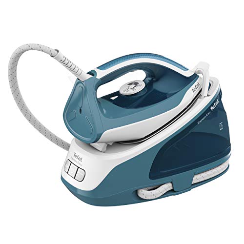 Tefal Dampfbügelstation Express Easy, 5,8 bar, Dampfstoß 350 g/Min., Dauerdampf 120 g/Min., Calc Clear-Technologie, Xpress Glide Bügelsohle, automatische Abschaltung, weiß/türkis, SV6131