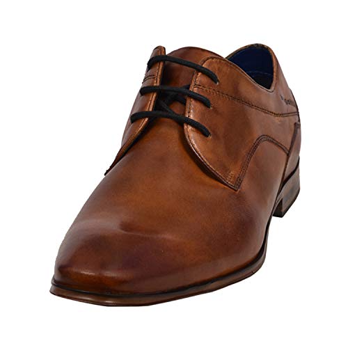 bugatti Herren Business Halbschuh aus Hochwertigem Leder, Derby mit Eleganter Liniengestaltung, Cognac, 44 EU