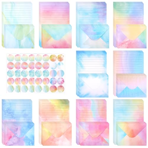 Maxmoc 160 Stück Aquarell Briefpapier mit Umschlag Set für Mädchen Kinder