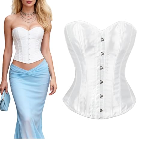 LEACOOLKEY Damen Corsage Korsett Top Bustiers Vollbrust Gothic Corsette Bodyshaper Waist Cincher XS-XXL