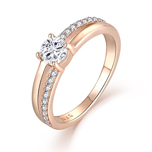 YL Verlobungsring Damen 925 Sterling Silber Ring Damen Zirkonia Rosegold Ringe Silberringe Eheringe Ringe Frauen