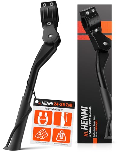 HENMI Fahrradständer 24-29 Zoll, Höhenverstellbar Fahrrad Ständer, rutschfest Seitenständer, Stabil Fahrradständer für Mountainbike, Trekkingrad, Cityrad, Pendlerfahrräder