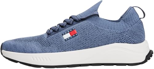 Tommy Jeans Herren Runner Sneaker Knitted Low Top, Blau (Blue Moment), 43