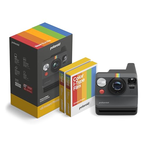Polaroid - Now Gen 3 - Sofortbildkamera - Bundle Kamera + Farbfilm (16 Fotos) Schwarz (6560)