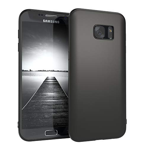 EAZY CASE Handyhülle Silikon mit Kameraschutz kompatibel mit Samsung Galaxy S7 Edge in schwarz matt, Ultra dünn, Slimcover, Silikonhülle, Hülle, Softcase, Backcover