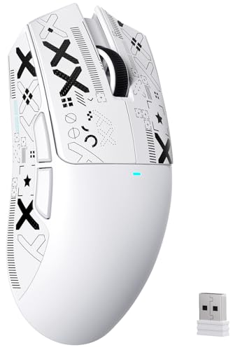 ATTACK SHARK X11SE Kabellose Gaming-Maus, 63g Superleicht, mit PixArt PAW3311-Sensor, 22000 DPI, Tri-Mode BT/2,4 GHz/Kabelgebunden, 1000Hz, 300mAh, Dual-Treiber, für PC/Xbox/PS/Mac, Weiß mit Klebeband