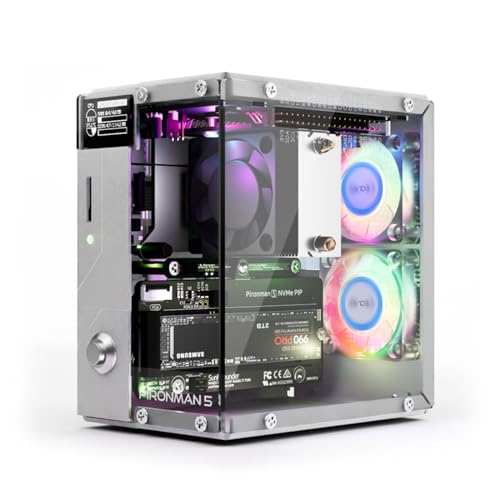 Pironman 5 NVMe M.2 SSD PCIe 2.0/3.0 Mini-PC-Gehäuse für Raspberry Pi 5 Hailo-8L, OpenClaw KI-Agent, Tower-Kühler + Dual-RGB-Lüfter, 0,96