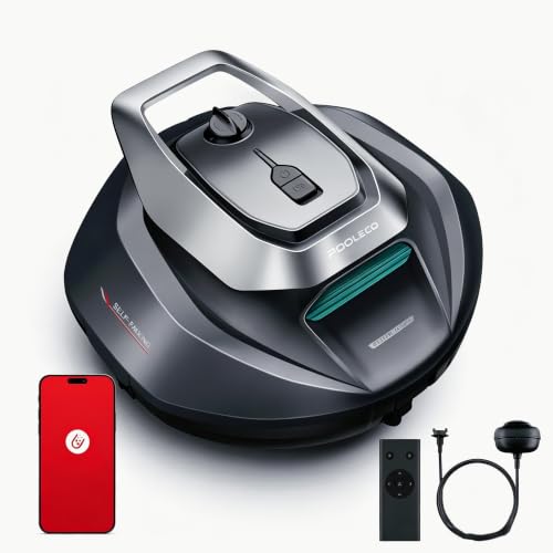Pooleco 10s Poolroboter(2026 Upgrade), Poolroboter Akku mit 3 Motoren, 90Min für Pools bis 80 m², Fernbedienung und App-Steuerung, automatisches Parken, geeignet für Verschiedene Pooloberflächen