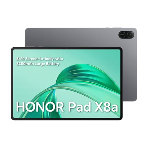 HONOR Pad X8a – Tablet, WLAN, 11 Zoll, 4 GB + 128 GB, Display 90 Hz FullView, Akku 8300 mAh, 4 Lautsprecher, Metall Body, Android 14, Space Grey