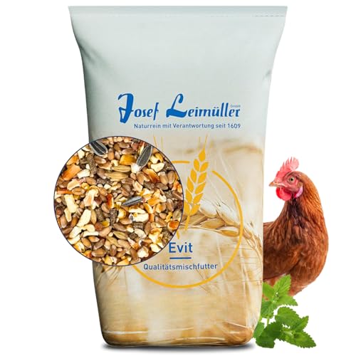 Leimüller Anti-Stress Hühnerfutter gegen Milben 25 kg - Spezial Körnerfutter mit Zitronenmelisse & Magnesium - Reduziert Aggressivität für ruhige Hühner - 100% Gentechnikfrei