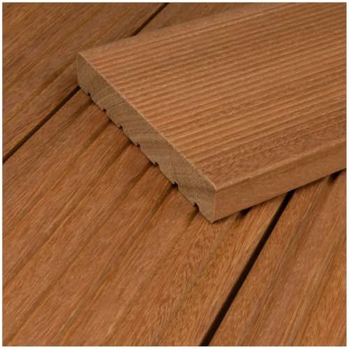 Bangkirai Terrassendielen Komplettset Terrassenholz Bausatz Kombiprofil 25x145mm Holzterrasse - Dielenlänge Handmuster - Befestigung kein Zubehör