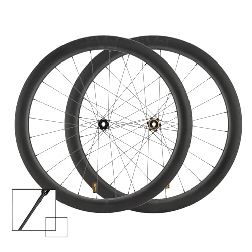 MEROCA VEL Rennrad Carbon-Laufradsatz 700C Drahtreifen-Laufradsatz 50/60 mm tief, Scheibenbremse, Drahtreifen/Tubeless Ready, 36T Ratschennabe, Pillar Speichen (Leichtgewicht 1435 g, 50 mm Tiefe)