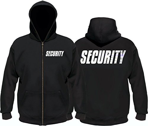 Coole-Fun-T-Shirts Security - Sweatshirtjacke mit Kapuze - reflektierende Folie schwarz Gr.5XL