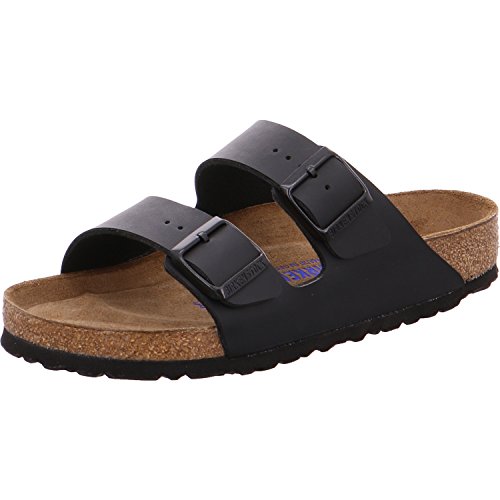 Birkenstock Classic Arizona Birko-Flor, Unisex-Erwachsene Pantoletten, Schwarz (Black LS Black/Red), 45 EU