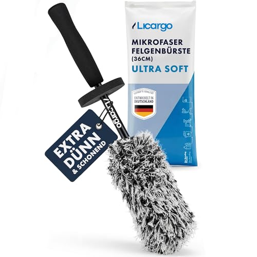 LICARGO Mikrofaser Felgenbürste extra dünn - erreicht Enge Speichen & tiefes Felgenbett - Stabiler Kern, schonend für alle Felgen - Felgenbürste Auto für präzise Felgenreinigung (36cm lang)