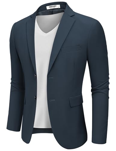 COOFANDY Sakko Herren Sportlich Blazer Sportsakko Freizeit Anzugjacken Jacket Modern Business Navyblau L