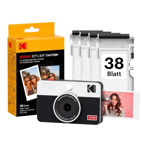 KODAK Mini Shot 2 Retro 5x7,6cm Sofortbildkamera, 38 Blatt, Weiß