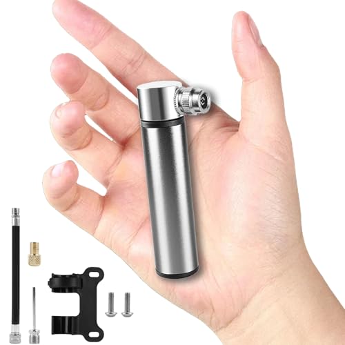 BAISEN Mini Fahrradpumpe - Aluminium Luftpumpe Fahrrad alle Ventile (Presta/Schrader),Tragbar Klein Fahrradpumpe, 120PSI Mini Fahrrad Pumpe für Rennrad, Mountainbikes und Ballpumpe (Titanium)