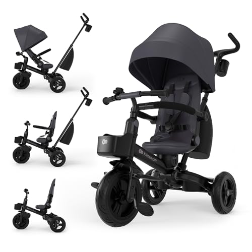 Kinderkraft Aveo 2 PRO Dreirad 6in1, Click&Twist Sitz, Klappbar, Grau