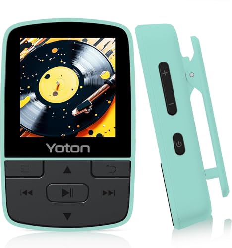 Yoton MP3-Player mit Bluetooth 5.2, HiFi-Klangqualität, FM-Radio, Sprachaufnahme, unabhängiger Lautstärkeregler, inkl. Kopfhörer, erweiterbar auf 128 GB SD-Karte, Minzgrün