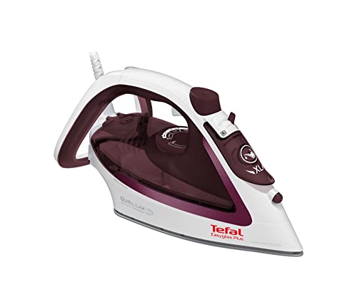 Tefal FV5716 Easygliss Plus Dampfbügeleisen | 190 g/Min. Dampfstoß | Vertikaldampf | XL Wassereinfüllöffnung | stabile Ablage | Durilium AirGlide Bügelsohle | Weiß/Bordeaux