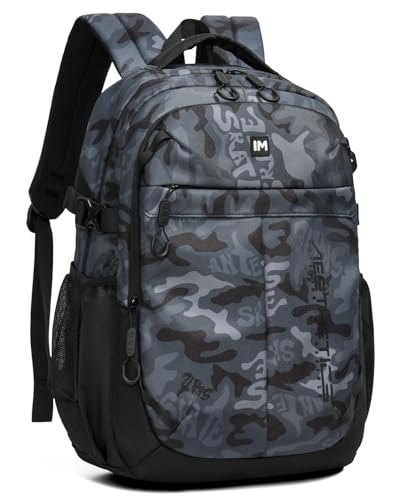 Amythe Schulrucksack Teenager Rucksack Jungen, Camouflage-Schultasche für Jungen mit Großer Kapazität, Atmungsaktiv Ranzen Tagesrucksack Jugendliche für Schule Reisen, Blau