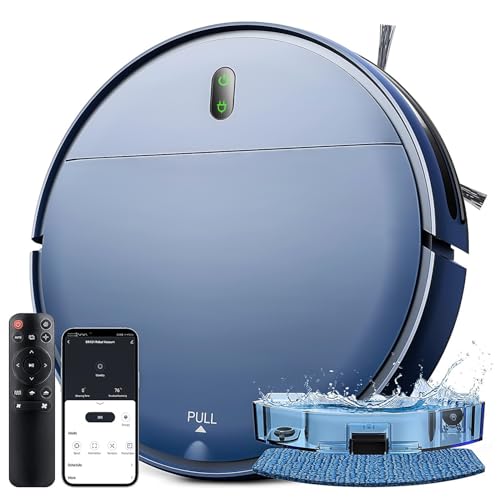 Roboter Staubsauger und Wischmopp Kombination, 2-in-1-Wischroboter Staubsauger, WLAN/App/Fernbedienung, starke Saugkraft, Staubbehälter und Wassertank, selbstaufladend, ideal für Tierhaare, Hartböden