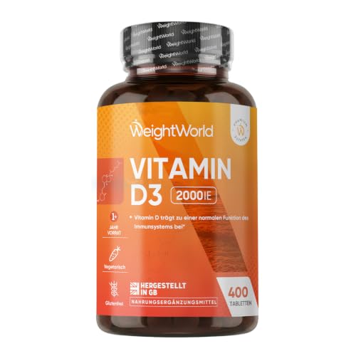 WeightWorld Vitamin D3 2000 I.E. - 400 Tabletten - 1 Tablette alle 2 Tage