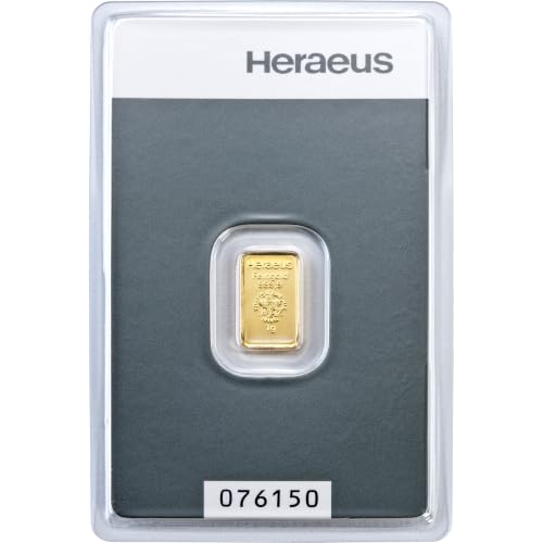 Gold zum Verschenken – Goldbarren 1g Heraeus - 999.9 Feingold - inkl. Geschenkverpackung, Grußkarte und Echtheitsgarantie