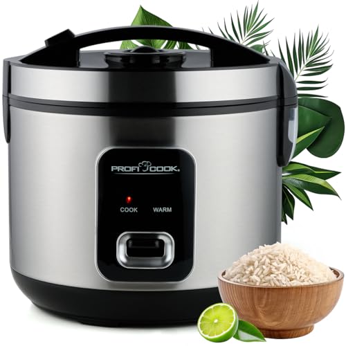 ProfiCook® Reiskocher für 3kg Reis | schnelle Zubereitung ohne Anbrennen | Warmhaltefunktion | inkl. Messbecher & Reislöffel | Rice Cooker mit Antihaft | Reiskocher mit Dampfgarer | PC RK 1285