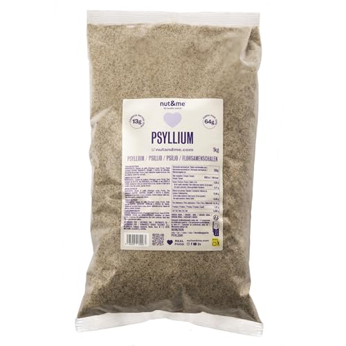 nut&me Flohsamenschalen 1 kg | Natürliche Ballaststoffe | 64g Ballaststoffe | Gemahlen | Vegan | Low carb | Psyllium Samenschalen | Zum Hinzufügen zu jedem Rezept oder Smoothie