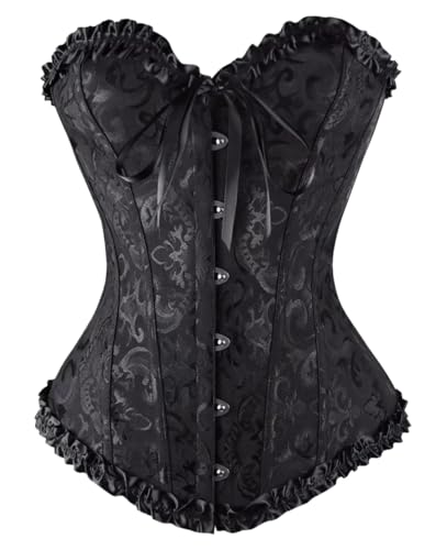 KUOSE Damen Vollbrust Corsage Bauchweg Korsage Top Übergrößen Schwarz, EUR(34-36)M