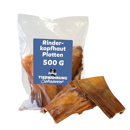 Tiernahrung Schwenner Rinderkopfhautplatten getrocknet - Dog Snacks Zahnpflege Hund - Hunde Kauartikel 500g