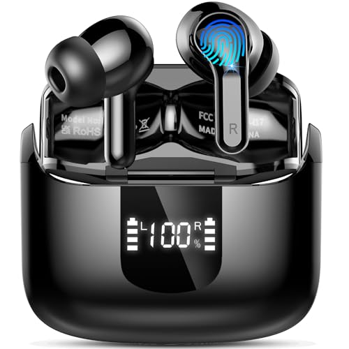 Bluetooth Kopfhörer, 50Std 3D-Stereo Kopfhörer Kabellos Bluetooth 5.4, Tiefer Bass Wireless Earbuds, 4 ENC Noise Cancelling Mic, 3g Mini USB-C in Ear Ohrhörer, IP-X7 Wasserdicht Headphones Sport Gym