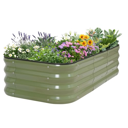 INNO STAGE Verstellbares Hochbeet, 152 cm, Metall-Pflanzkästen für den Außenbereich, für den Anbau von Gemüse, Kräutern, Blumen, Stahlpflanzen, Hochbeet, (Olivgrün, 3FTX3FTX1FT 1pack)