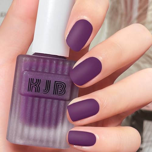 Dunkelviolett Matte Nagellacke – Schnell Trocknend Ungiftig – Langanhaltender Wasserbasierter Nagellack für Frauen Nail Art Maniküre Kunst Ohne UV-Lampe, Regulärer Nagellack, 12ml (Purple)