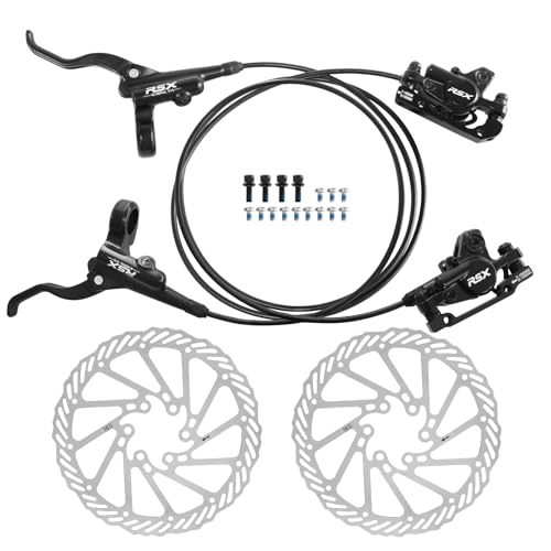 2-Kolben-MTB-Scheibenbremsen-Set, hydraulisches Scheibenbremsen-Set, links, hinten, rechts, vorne mit 160 mm Rotoren, Aluminiumlegierung, hydraulische Bremse, passend für Mountainbike, E-Bike, Fatbike