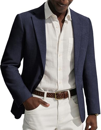 PJ PAUL JONES Sakko Herren Sportlich Leinen Anzugjacke Jackett mit Reverskragen L Marineblau